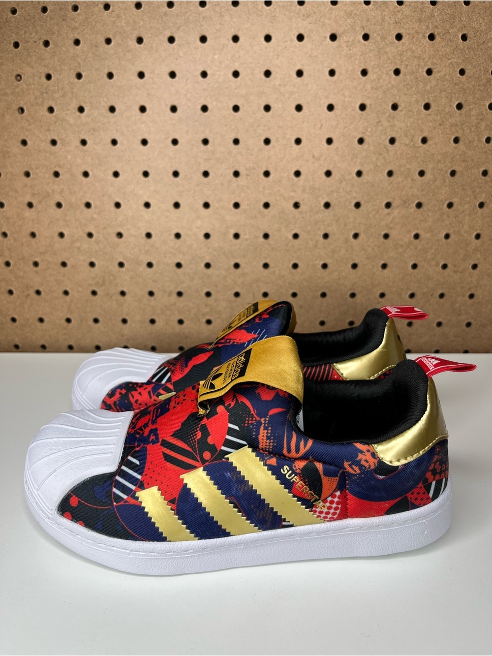 adidas Kids Slip-On Sneakers in Red, Black & Gold Accents - Picture 4 of 7